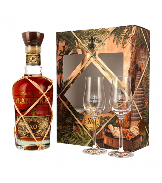 Planteray Barbados XO 20th Anniversary coffret avec deux verres