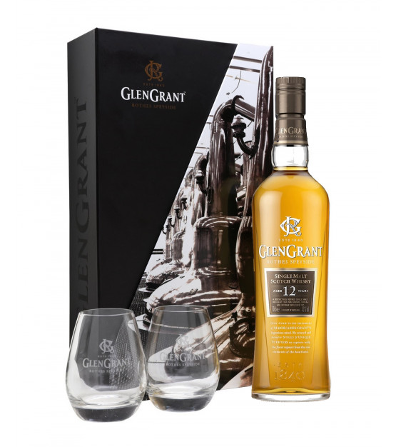 Glen grant 12 ans coffret whisky avec deux verres
