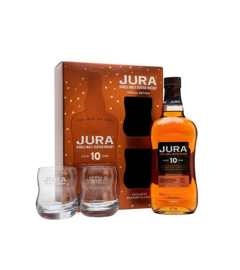 Whisky Isle of Jura 10 ans Single Malt Coffret et ses 2 verres